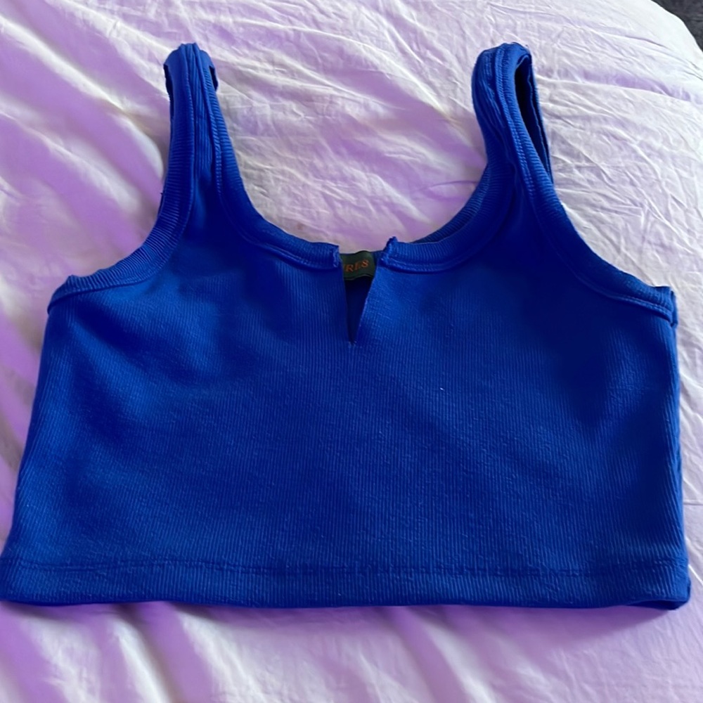 Super cute royal blue crop top with slit